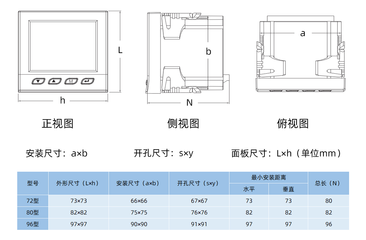 多功能仪表规格尺寸